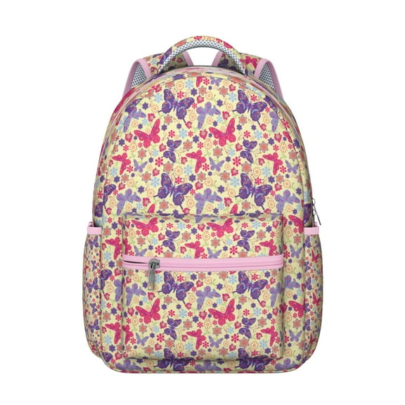Butterfly Design Travel Backpack - Spacious Bookbag with Luggage Sleeve, Multiple Compartments, Perfect for Weekend Trips