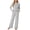 03-Light Gray, variant on Women's Pajama Set Long Sleeve Lounge Set Ribbed knit Sleepwear Two Piece Pjs Set with Pocket