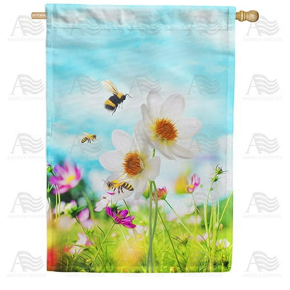 America Forever Spring Bee House Flag 28 x 40 inches Double Sided Wildfower, Sunshine, Positivity, Summer - Seasonal Yard Lawn Outdoor Decorative Spring Floral House Flag