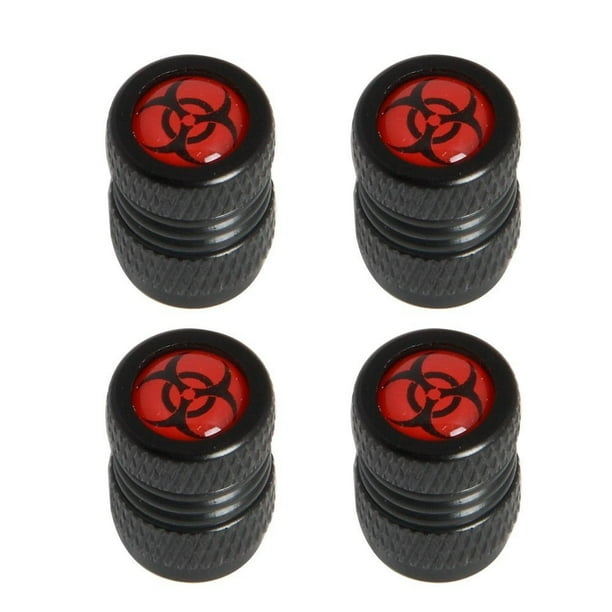 Valve Stem Caps Black Aluminum Biohazard Logo Car Tire Stem Valve Caps Walmart Com Walmart Com