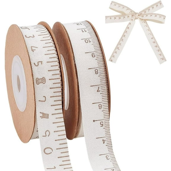 2 Styles Measuring Ribbon 20 Yards Cotton Rulers Ribbon with Scale Teacher Crafting Ribbons Measure Cloth Ribbons Seamstress Tape for School Crafts DIY Teacher Gifts Sewing