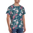 thumbnail image 4 of Yiaed Lilies Flowers Print Mens Short Sleeve Tight Fit T-Shirt, Crewneck Casual Tee-3X-Large, 4 of 5