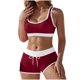 thumbnail image 2 of Traje de baño de dos piezas con abertura en la parte inferior para mujer, de color sólido, de poliéster, 2 of 7
