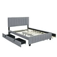 thumbnail image 5 of Queen Size Platform Bed Frame with 2 Drawers and 1 Twin XL Trundle, Modern Velvet Upholstered Bed Frame with Strong Solid Wood Slats Support, No Box Spring Needed, 5 of 9