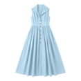 thumbnail image 4 of Ynynlocho Womens Cotton High Waist A-Line Shirt Maxi Dress Casual Sleeveless Collared V-Neck Flowy Long Sundress with Button Down, 4 of 6