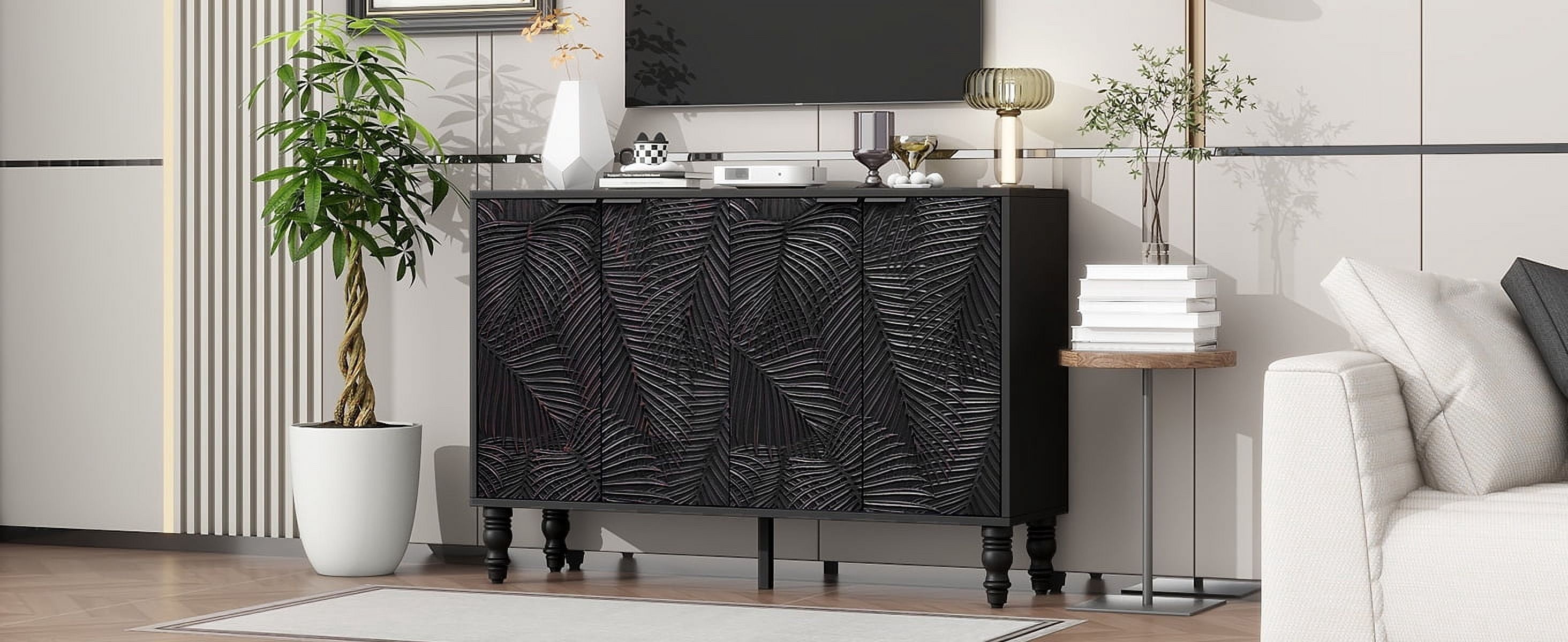 Euroco 47.2" Modern TV Stand with 2 Spacious Storage Cabinets – Entertainment Center Media Console, Solid Wood Legs, Adjustable Shelves & Anti-Tip Device for TVs up to 43"