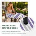 thumbnail image 4 of Round Outdoor Tablecloth with Umbrella Hole and Zipper, Purple Grey Stripe Tablecloth with Elastic Waterproof, Farmhouse Minimalist Striped Patio Table Covers for 55" - 60" Picnic Pool Tables, 4 of 9