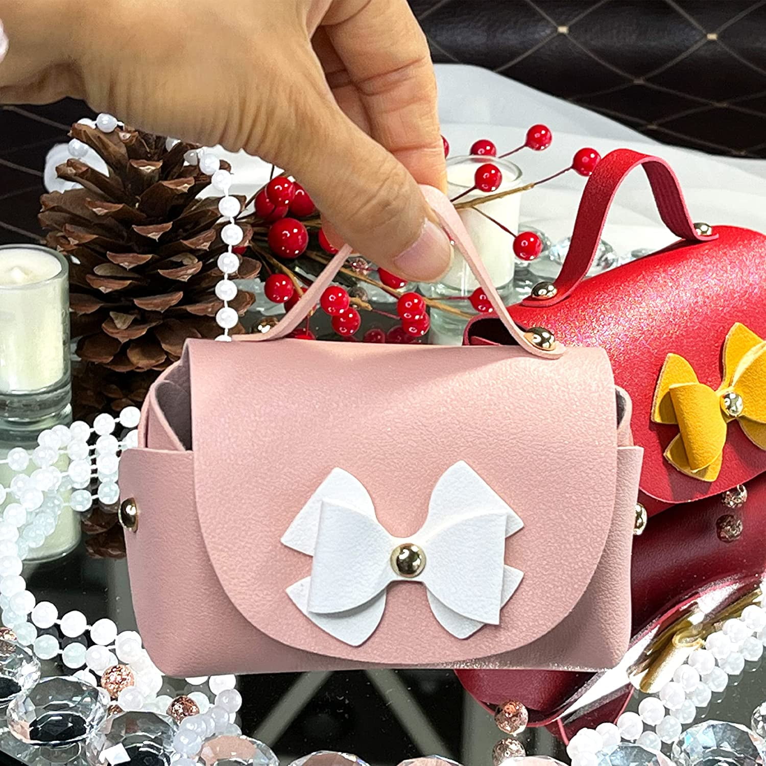 Pack of 6 Mini Handbag Gift Bags Luxury Gift Box for Wedding Favors Little Princess Birthday Party Favors Baby Shower Bridesmaid Gift Valentines s