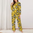 thumbnail image 2 of Honeii Cartoon Bear Yellow print Women's Pajama Sets Long Sleeve Button Down Sleepwear Nightwear Soft Pjs Lounge Sets-Medium, 2 of 7