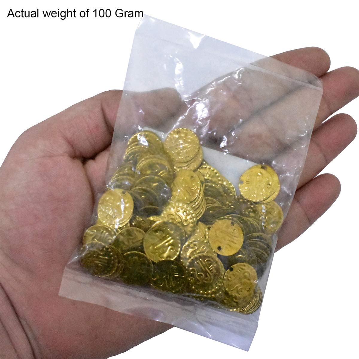 Brass World Round Shape Double Hole Metal Sequins for Craft, Embroidery and Jewellery Making 100gm (14MM, Gold)