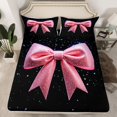 thumbnail image 2 of Castle Fairy Pink Glitter Bowtie Full Size Sheets 4-Piece for Adults Female Men Women,Dreamy Princess Bow Breathable Bed Sheets,Kawaii Bling Bowknot Lightweight Sheet Sets,Ultra Soft Home Decor, 2 of 7