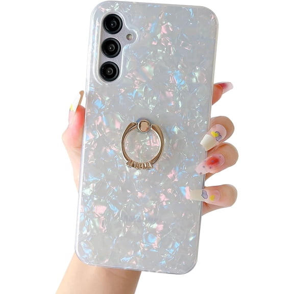 Samsung Galaxy A14 5G Case with Ring Holder Glitter Cute Slim Hybrid Shockproof Ultra Thin Protective Durable Kickstand Women Girly Phone Cases for Samsung Galaxy A14 5G