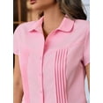thumbnail image 4 of Women's Summer Slim Fit Pleated Blouse - Short Sleeve Button Down Shirt Casual Dressy Tops, 4 of 5