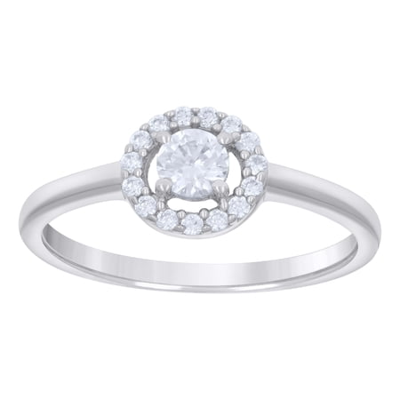 925 Sterling Silver Womens Cubic-Zirconia Engagement Ring Size 6