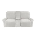thumbnail image 3 of Housse de Causeuse Inclinable 2024 avec Housse pour Console Centrale, Housse Extensible en Velours 8 Pcs pour Canapé Inclinable 2 Places, Bleu Paon, 3 of 11