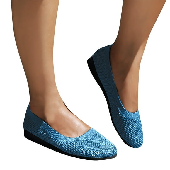 SEANOPEN Deals Women's Mesh Flats Shoes Breathable Slip on Ballet Flat Nurse Lightweight Memory Foam Casual Shoes Flats Comfortable Walking Shoes Size 5.5 Blue