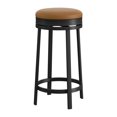 thumbnail image 1 of Juego de 2 Taburetes Giratorios para Barra - Altura de Mostrador de 62 cm con Asiento Redondo Tapizado en Cuero Sintético Marrón - Estructura Metálica con Reposapiés para Cocina o Bar, 1 of 8