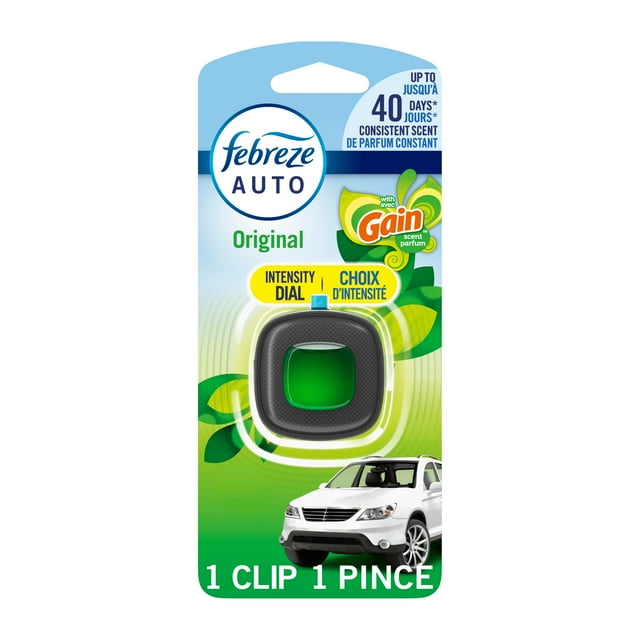 Febreze AUTO Air Freshener, Odor-Fighting Automotive Vent Clip, Gain Original Scent, 1ct