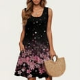 thumbnail image 2 of Pink Women Midi Knee High Floral Print Loose Fit Dresses for Women Sleeveless Crew Neck Spandex Brunch Fall Summer 2025 Soft Comfy Clothes Y2K XL, 2 of 4