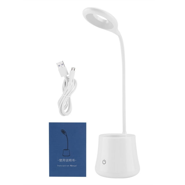 Lampe de Table LED à Interrupteur Tactile Rechargeable Lumière Réglable pour Étude Travail avec Organisateur de Stylo