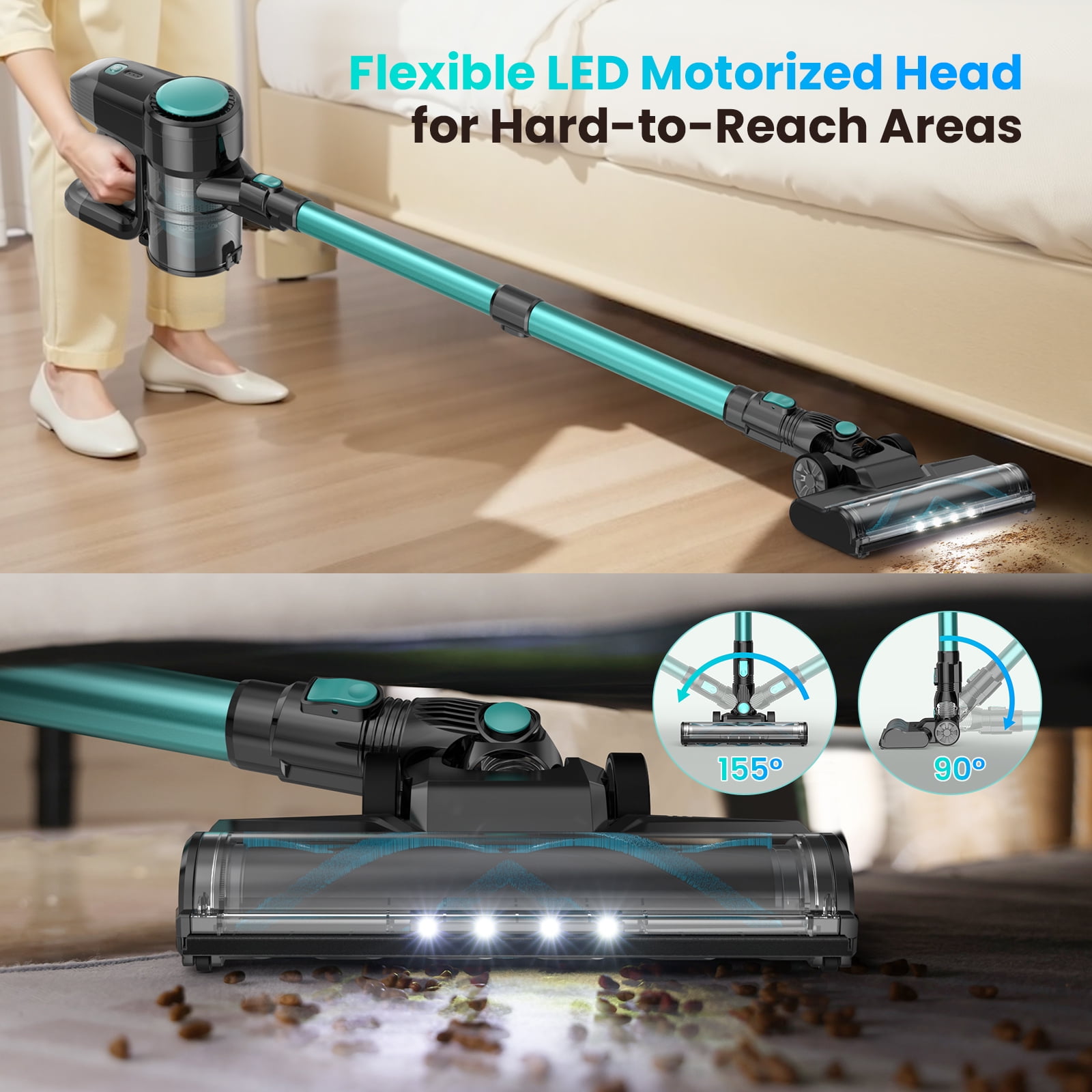 YOMA Cordless Vacuum Cleaner, Ultra-Lightweight Stick Vacuum, 40mins Runtime, 6 in 1 Powerful Handheld Vacuum for Home Hard Floor Carpet Pet Hair