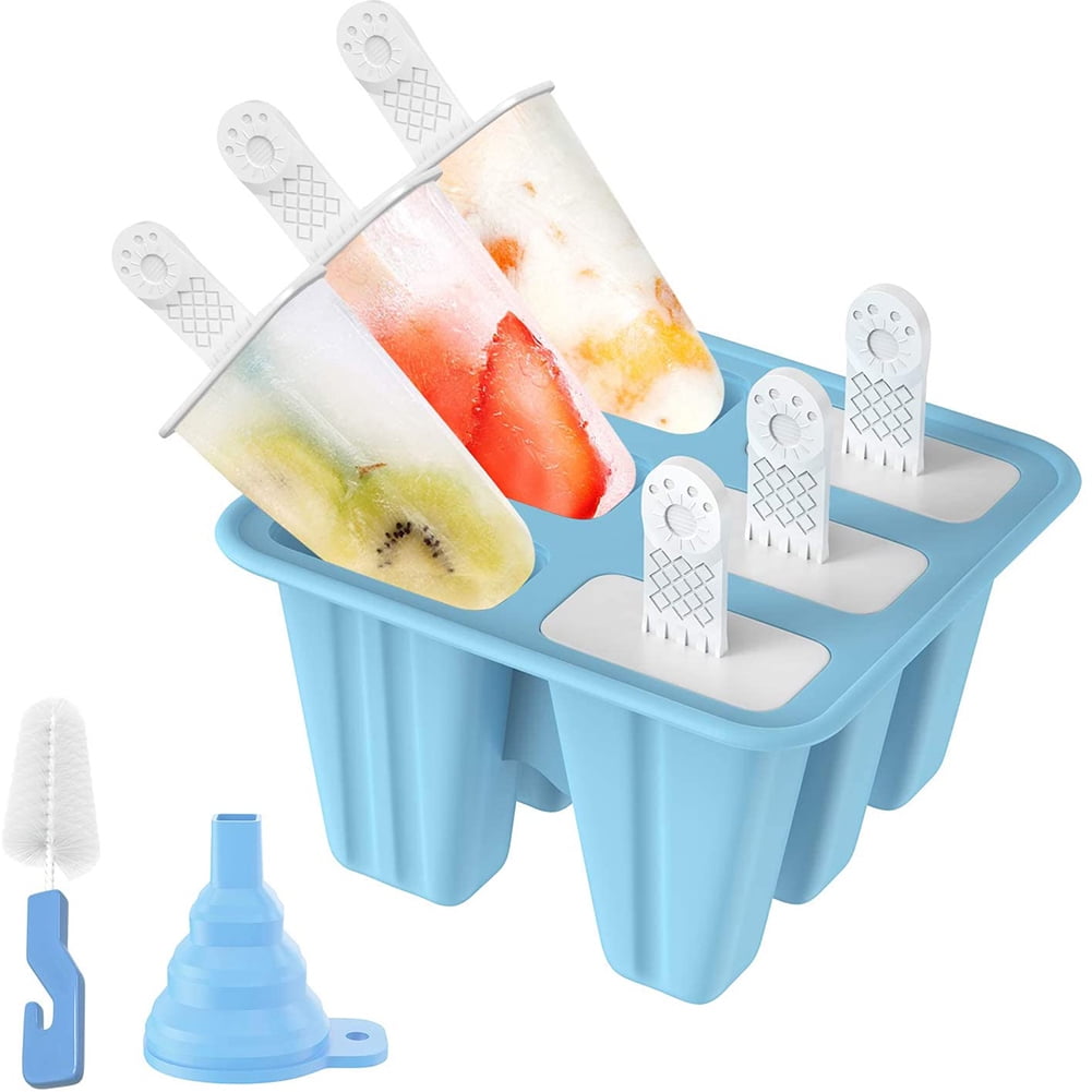 Yoghurt or Sweets Blue Ice Lolly Moulds Silicone 6 Ice Lolly Moulds Animal Mould Ice Lolly Moulds BPA Multifunctional Popsicle Mould for Children Baby Shapes for Frozen Fruit
