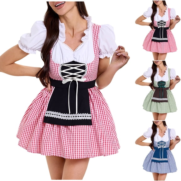 Oktoberfest Dress for Women German Bavarian Beer Maid Costume Dirndl Dress Halloween Cosplay Party Outfit