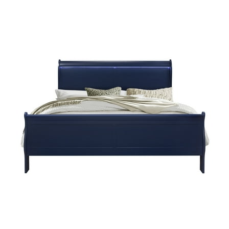 Newboti Furniture Charlston Blue King Bed With Led 0000
