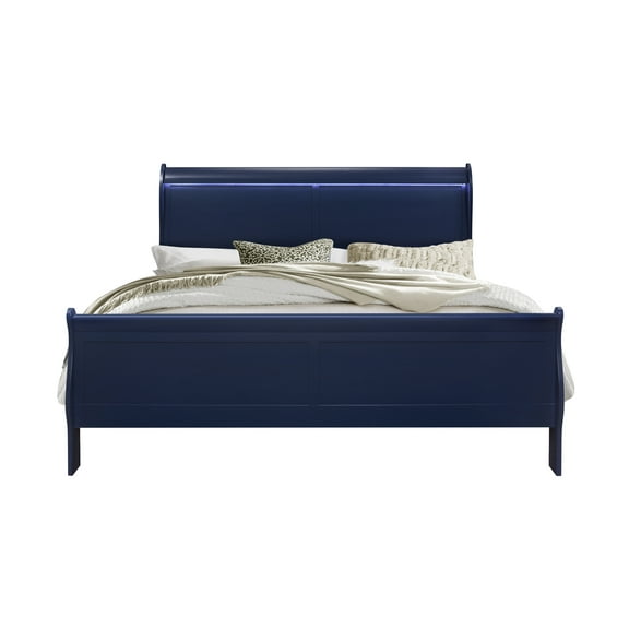 Newboti Furniture Charlston Blue King Bed With Led 0000