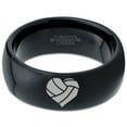 thumbnail image 2 of Tungsten Heart Shaped Volleyball Ball Band Ring 8mm Men Women Comfort Fit Black Dome Polished, 2 of 4