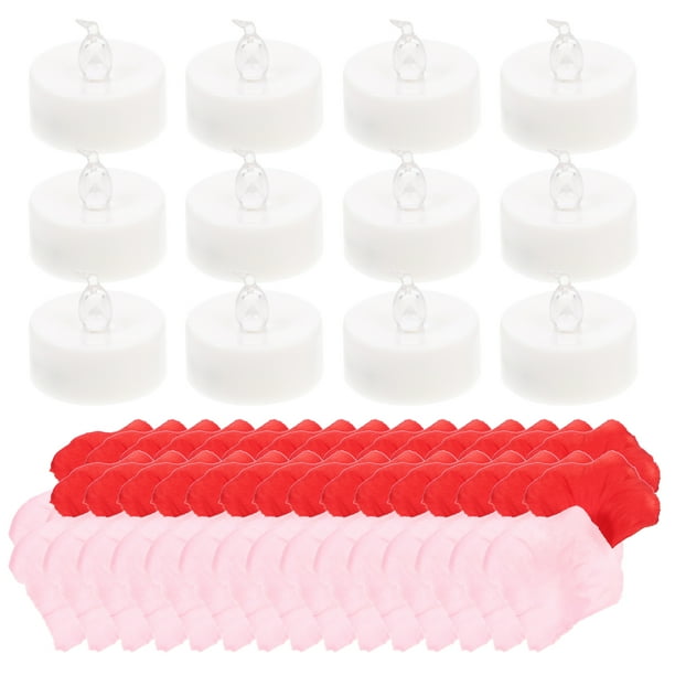 1 juego de velas LED y pétalos de rosa para decoración de fiestas de compromiso.