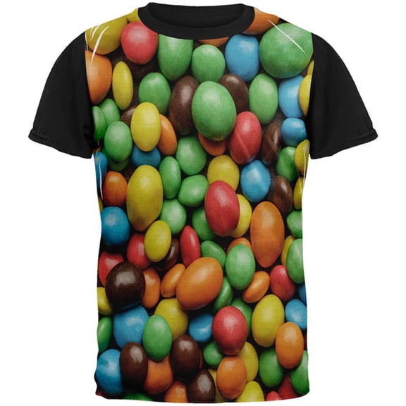 Halloween Candy Coated Chocolate All Over Mens Black Back T Shirt Multi MD