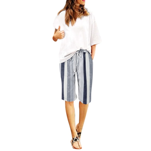 WILLBEST Pantalones Casuales para Mujer, Cómodos, con Cordón, Cintura Elástica, Suaves y Bonitos, para Playa, de Verano, con Bolsillos, para Uso Diario. Extra Grande