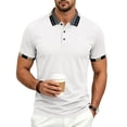 thumbnail image 2 of KLHDSF Men's Short Sleeve Polo Shirts Casual Slim Fit Basic Cotton Shirt Top 3-Button Golf Shirt, Summer Wear, Casual, Trip, Work, Outdoor White M, 2 of 10