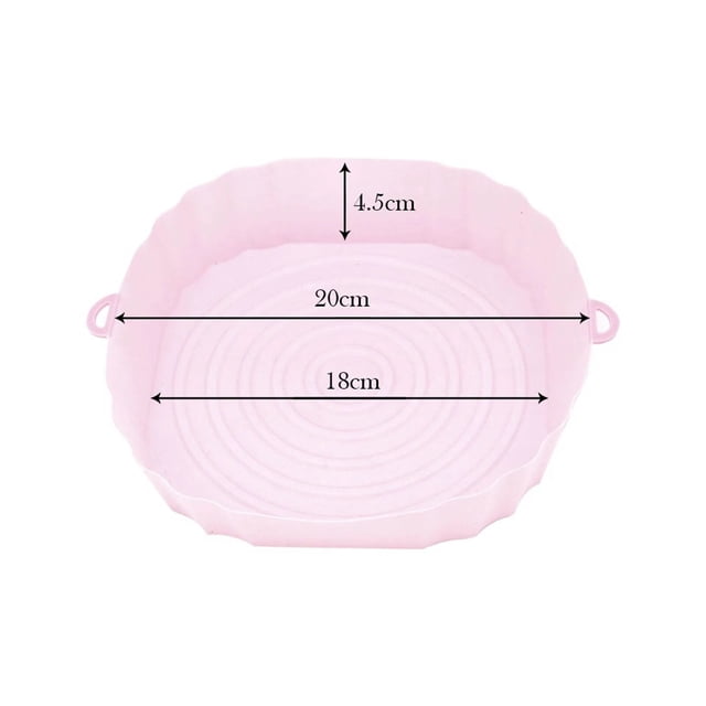 Bandeja de silicona para freidora de aire de 18 m, molde para pollo frito, alfombrilla de silicona, repuesto para parrilla, color rosa, 18 cm