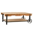 thumbnail image 1 of Table Basse en Bois Surdimensionnée avec Cadre en Métal et Roues, 1 of 1