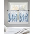 thumbnail image 5 of Blue Leaf Tier Curtains 36 Inch Length,Sheer Curtains for Bedroom Living Room Window Watercolor Country Plant Monochrome Branch Voile Drapes Kitchen Curtains Small Half Window 27.5"x36" 2 Panels, 5 of 7