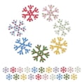 thumbnail image 1 of MasteelfCA 100 25mm Christmas Wooden Buttons Snowflake Buttons Snowflake Decorative Embellishment Accessory Buttons, 1 of 8
