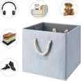 thumbnail image 3 of Foldable Storage Cube Bins Grey Bamboo Fabric Collapsible Resistant Basket Box Organizer with Cotton Rope Handle for Home Office a, 3 of 7