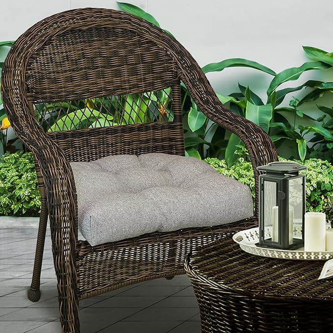 Klear Vu Outdoor 19 x 18 Chair Cushions for Patio Furniture, U-Shaped Seat Pads with Ties, Premium Woven Fabric, Water-Repellent, Chemical-Free, Gray, 2 Count
