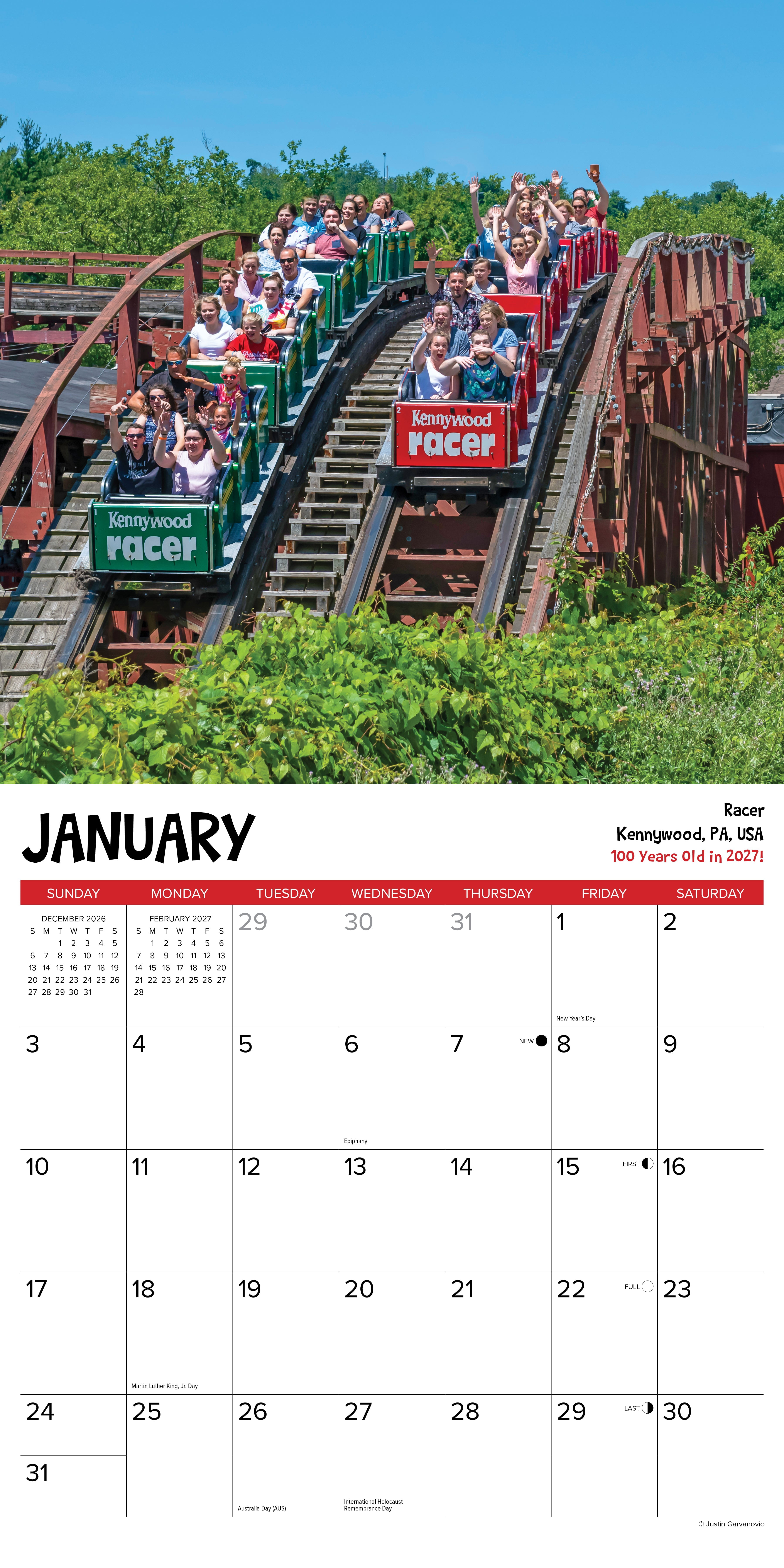 Willow Creek Press, Roller Coasters 2027 Wall Calendar