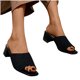 thumbnail image 5 of Amzcrzy Zapatos de mujer,Zapatos de mujer,Zapatillas de mujer, Sandalias de tacón grueso acanaladas para mujer, elegantes sandalias tipo mule de tela blanca. Sandalias Mujer Zapatillas De Casa, 5 of 6
