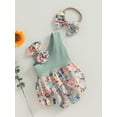 thumbnail image 3 of LMLYSoH Baby Girl Two Piece Outfits Summer Floral One Shoulder Romper and Stretch Headband Cute Clothes, 3 of 8