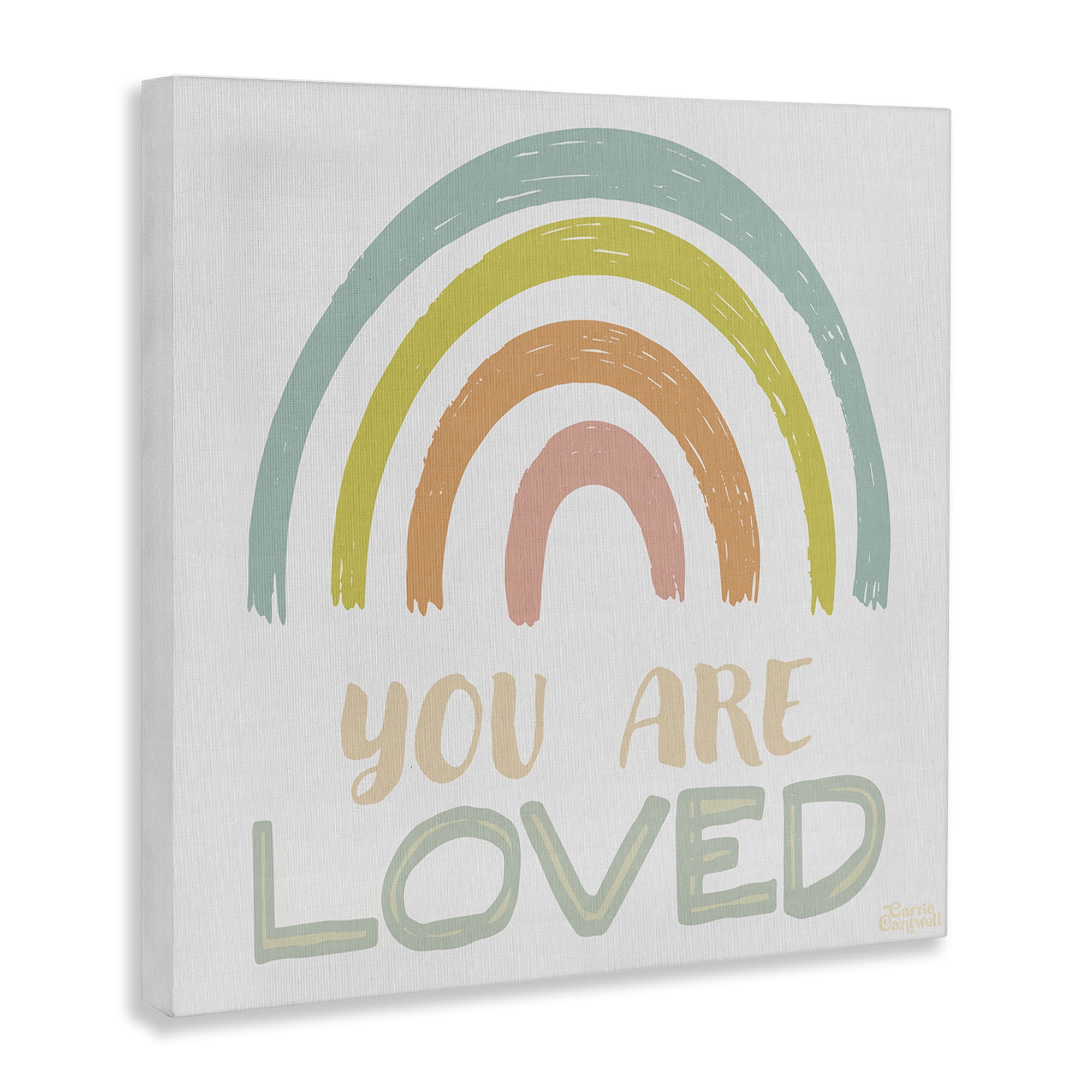 Stupell Industries You Are Loved Rainbow Text & Numbers Painting Wrapped Canvas Art Print Wall Art, 36 x 36
