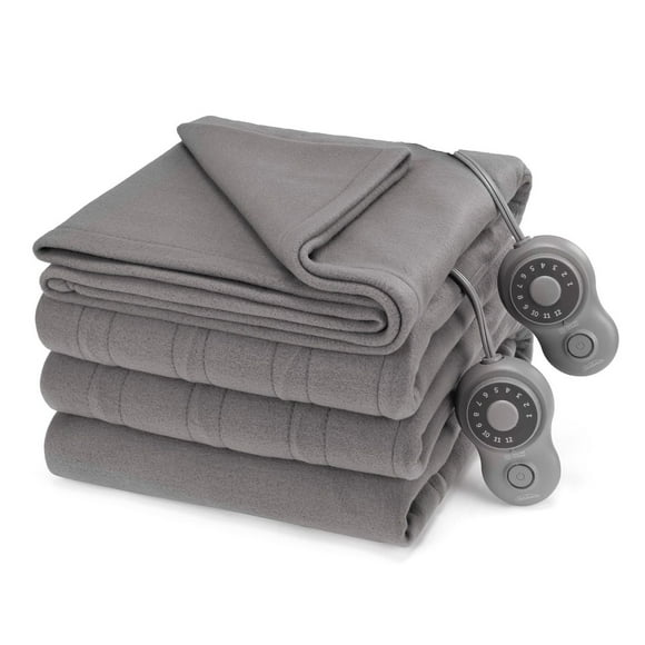 Sunbeam Twin, Full-Queen, King Blanket Fleece, 12 Heat Settings, 12-Hour Auto Shut-Off, Electric Heated Blanket with Controller