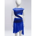 thumbnail image 2 of Runhomal Justaucorps de Danse pour Filles, Asymétrique, en Maille Transparente avec Jupe, Pailleté, Ballet et Danse Lyrique, Bleu, 10, 2 of 7