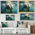 thumbnail image 4 of Designart "Portrait of the Grey Manatee in Turquoise and Grey" Animals Canvas Wall Art, 4 of 5