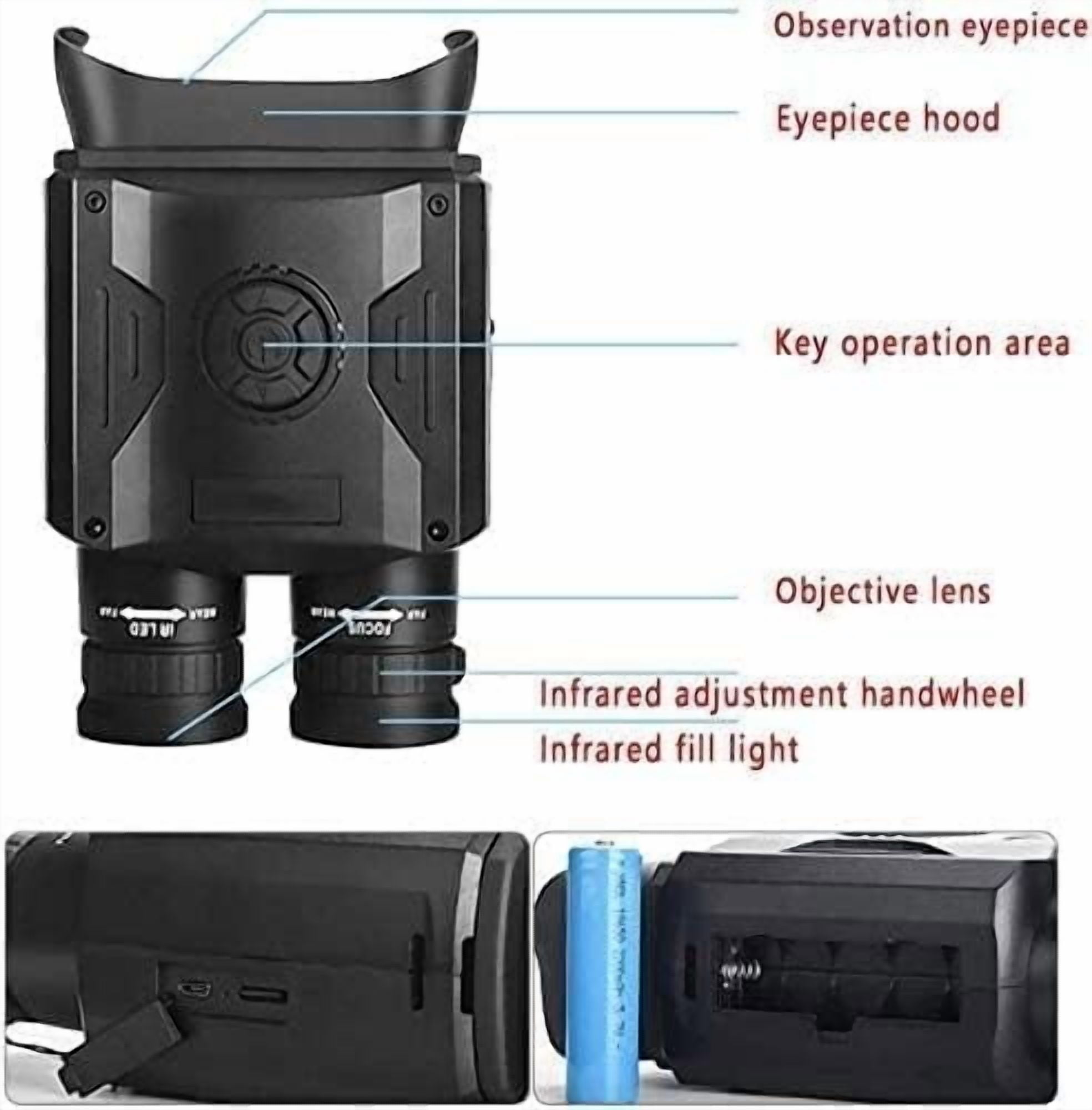 Night Vision Goggles,Night Vision Binoculars Digital Infrared Camera with Recording Function for Hunting, Camping, Travel, Surveillance with 32 GB Micro SD Card
