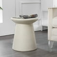thumbnail image 3 of Hollie 18" Minimalist Modern Drum Accent Table Pedestal, Cream Terrazzo Finish, 3 of 7