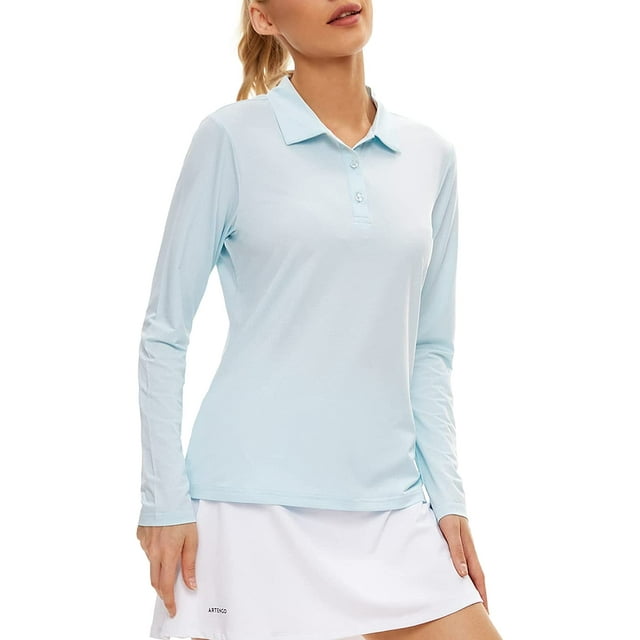 Women's Golf Shirt Long Sleeve Polo Shirt UPF50+ Sun Protection Moisture Wicking Quick Dry Golf Polo Shirt